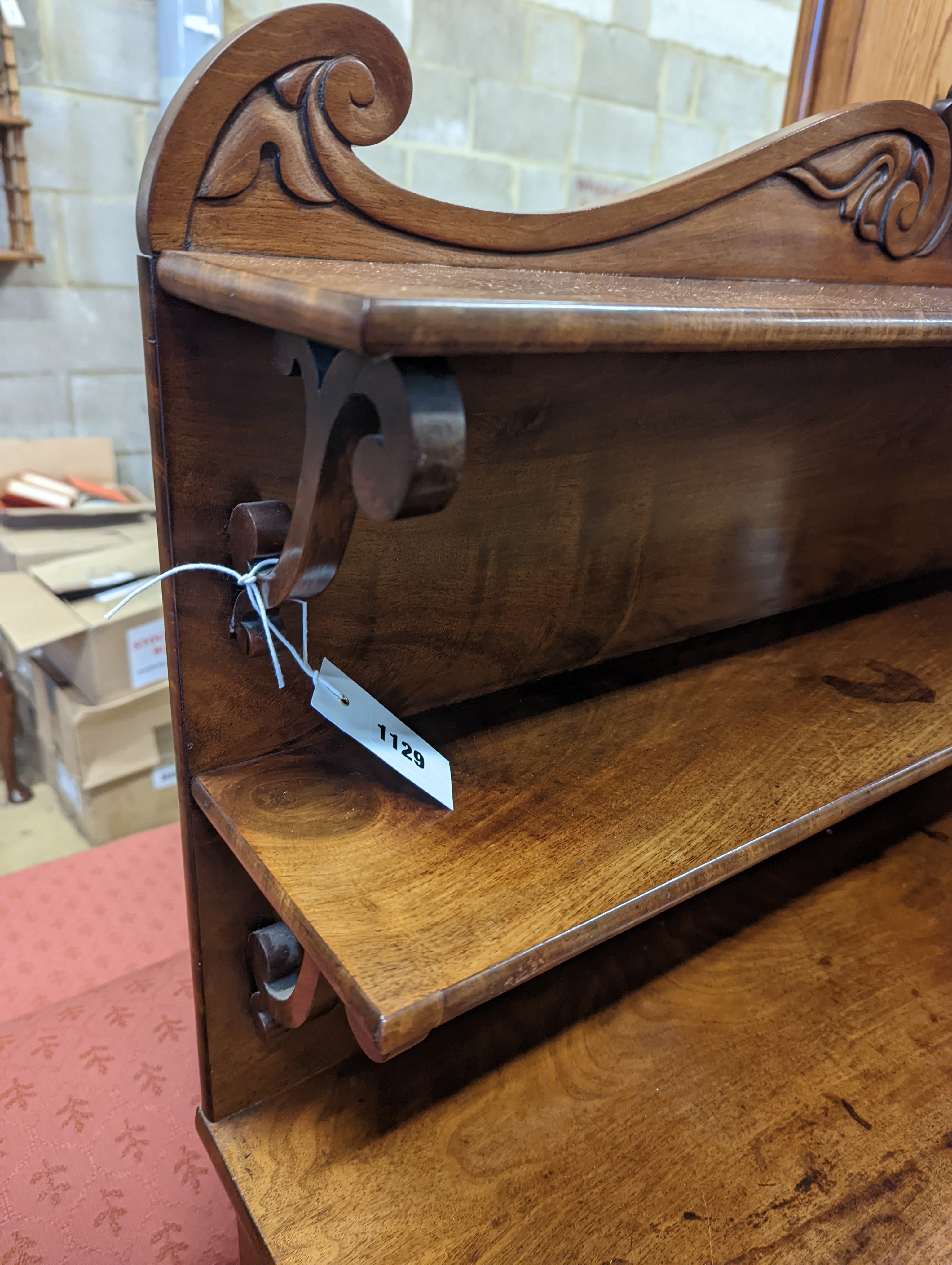 A Regency flamed mahogany chiffonier, width 94cm, depth 38cm, height 143cm